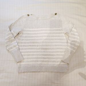 J. Crew Light Gray and Cream Striped Sweater